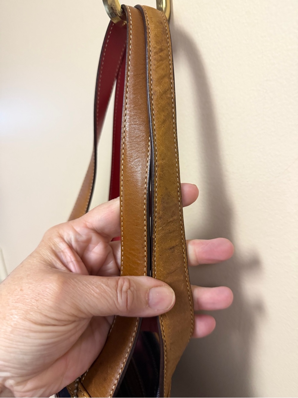 Coach Vintage 2003 Navy Denim Tote with Red & Brown Leather Trim style 6866 - Picture 14 of 16